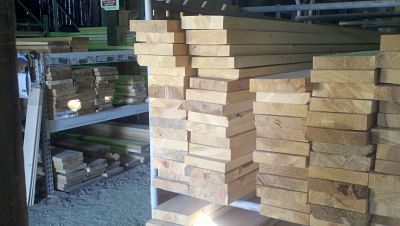lumber on  racks